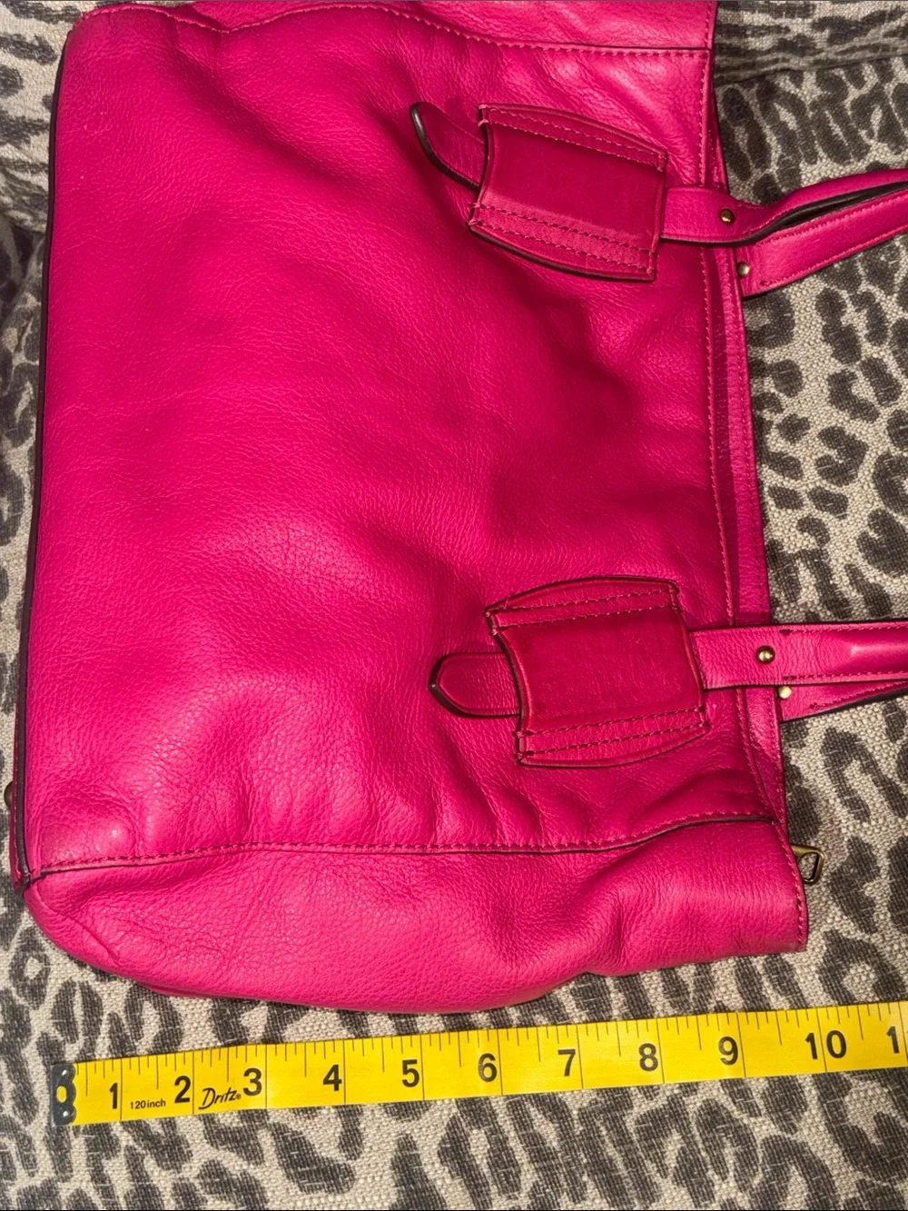 Ralph Lauren bright pink tote slouchy soft leather embossed logo multi pocket